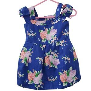 Janie & Jack Blue Lavender Bouquet Floral Infant Dress (12-18M)